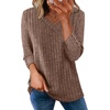 image:imageWIHOLL V Neck 34 Length Sleeve Womens Tops Casual Fall Shirts Lightweight Tunic Sweaters Fashion Clothes 2026Brown