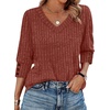 image:imageWIHOLL V Neck 34 Length Sleeve Womens Tops Casual Fall Shirts Lightweight Tunic Sweaters Fashion Clothes 2026Caramel