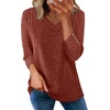 image:imageWIHOLL V Neck 34 Length Sleeve Womens Tops Casual Fall Shirts Lightweight Tunic Sweaters Fashion Clothes 2026Caramel