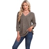 image:imageWIHOLL V Neck 34 Length Sleeve Womens Tops Casual Fall Shirts Lightweight Tunic Sweaters Fashion Clothes 2026Coffee