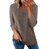 image:imageWIHOLL V Neck 34 Length Sleeve Womens Tops Casual Fall Shirts Lightweight Tunic Sweaters Fashion Clothes 2026Coffee