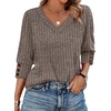 image:imageWIHOLL V Neck 34 Length Sleeve Womens Tops Casual Fall Shirts Lightweight Tunic Sweaters Fashion Clothes 2026Coffee