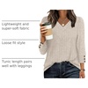 image:imageWIHOLL V Neck 34 Length Sleeve Womens Tops Casual Fall Shirts Lightweight Tunic Sweaters Fashion Clothes 2026Khaki