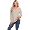 image:imageWIHOLL V Neck 34 Length Sleeve Womens Tops Casual Fall Shirts Lightweight Tunic Sweaters Fashion Clothes 2026Khaki