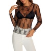 image:imageWIHOLL Womens Mesh Sheer Tops Sexy Crew Neck Summer Loose FIt Party Clubwear Shirts1a Black