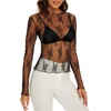 image:imageWIHOLL Womens Mesh Sheer Tops Sexy Crew Neck Summer Loose FIt Party Clubwear Shirts1a Black