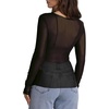 image:imageWIHOLL Womens Mesh Sheer Tops Sexy Crew Neck Summer Loose FIt Party Clubwear ShirtsA1 Black
