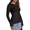 image:imageWIHOLL Womens Mesh Sheer Tops Sexy Crew Neck Summer Loose FIt Party Clubwear ShirtsA1 Black
