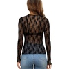 image:imageWIHOLL Womens Mesh Sheer Tops Sexy Crew Neck Summer Loose FIt Party Clubwear ShirtsA1 Black Floral
