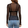 image:imageWIHOLL Womens Mesh Sheer Tops Sexy Crew Neck Summer Loose FIt Party Clubwear ShirtsA2 Black Polka Dot