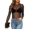 image:imageWIHOLL Womens Mesh Sheer Tops Sexy Crew Neck Summer Loose FIt Party Clubwear ShirtsA2 Black Polka Dot