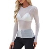 image:imageWIHOLL Womens Mesh Sheer Tops Sexy Crew Neck Summer Loose FIt Party Clubwear ShirtsA2 White