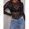 image:imageWIHOLL Womens Mesh Sheer Tops Sexy Crew Neck Summer Loose FIt Party Clubwear ShirtsA3 Black