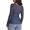 image:imageWIHOLL Womens Mesh Sheer Tops Sexy Crew Neck Summer Loose FIt Party Clubwear ShirtsA3 Blue