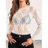 image:imageWIHOLL Womens Mesh Sheer Tops Sexy Crew Neck Summer Loose FIt Party Clubwear ShirtsA3 White