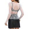image:imageWIHOLL Womens Mesh Sheer Tops Sexy Crew Neck Summer Loose FIt Party Clubwear ShirtsB3 White