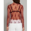 image:imageWIHOLL Womens Mesh Sheer Tops Sexy Crew Neck Summer Loose FIt Party Clubwear ShirtsB5 Burgundy