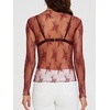 image:imageWIHOLL Womens Mesh Sheer Tops Sexy Crew Neck Summer Loose FIt Party Clubwear ShirtsB5 Burgundy