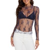 image:imageWIHOLL Womens Mesh Sheer Tops Sexy Crew Neck Summer Loose FIt Party Clubwear ShirtsB6 Navy