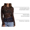 image:imageWIHOLL Womens Mesh Sheer Tops Sexy Crew Neck Summer Loose FIt Party Clubwear ShirtsC2 Black Print