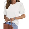 image:imageWIHOLL Womens Puff Short Sleeve Sweater 2026 Spring Summer Tops Trendy Business Causal Outfits Work Blouses Clothes01  White