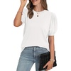 image:imageWIHOLL Womens Puff Short Sleeve Sweater 2026 Spring Summer Tops Trendy Business Causal Outfits Work Blouses Clothes01  White