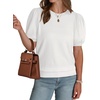 image:imageWIHOLL Womens Puff Short Sleeve Sweater 2026 Spring Summer Tops Trendy Business Causal Outfits Work Blouses Clothes01  White