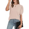 image:imageWIHOLL Womens Puff Short Sleeve Sweater 2026 Spring Summer Tops Trendy Business Causal Outfits Work Blouses ClothesApricot