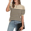 image:imageWIHOLL Womens Puff Short Sleeve Sweater 2026 Spring Summer Tops Trendy Business Causal Outfits Work Blouses ClothesApricotBlack