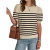 image:imageWIHOLL Womens Puff Short Sleeve Sweater 2026 Spring Summer Tops Trendy Business Causal Outfits Work Blouses ClothesApricotBlack