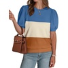 image:imageWIHOLL Womens Puff Short Sleeve Sweater 2026 Spring Summer Tops Trendy Business Causal Outfits Work Blouses ClothesBlue Khaki Caramel