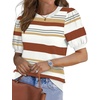 image:imageWIHOLL Womens Puff Short Sleeve Sweater 2026 Spring Summer Tops Trendy Business Causal Outfits Work Blouses ClothesCaramel Stripe