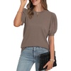 image:imageWIHOLL Womens Puff Short Sleeve Sweater 2026 Spring Summer Tops Trendy Business Causal Outfits Work Blouses ClothesCoffee