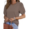 image:imageWIHOLL Womens Puff Short Sleeve Sweater 2026 Spring Summer Tops Trendy Business Causal Outfits Work Blouses ClothesCoffee