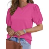 image:imageWIHOLL Womens Puff Short Sleeve Sweater 2026 Spring Summer Tops Trendy Business Causal Outfits Work Blouses ClothesHot Pink