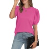 image:imageWIHOLL Womens Puff Short Sleeve Sweater 2026 Spring Summer Tops Trendy Business Causal Outfits Work Blouses ClothesHot Pink