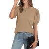 image:imageWIHOLL Womens Puff Short Sleeve Sweater 2026 Spring Summer Tops Trendy Business Causal Outfits Work Blouses ClothesKhaki