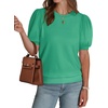 image:imageWIHOLL Womens Puff Short Sleeve Sweater 2026 Spring Summer Tops Trendy Business Causal Outfits Work Blouses ClothesLake Green