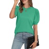 image:imageWIHOLL Womens Puff Short Sleeve Sweater 2026 Spring Summer Tops Trendy Business Causal Outfits Work Blouses ClothesLake Green