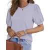image:imageWIHOLL Womens Puff Short Sleeve Sweater 2026 Spring Summer Tops Trendy Business Causal Outfits Work Blouses ClothesLight Grey