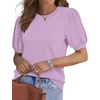 image:imageWIHOLL Womens Puff Short Sleeve Sweater 2026 Spring Summer Tops Trendy Business Causal Outfits Work Blouses ClothesLight Purple