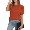 image:imageWIHOLL Womens Puff Short Sleeve Sweater 2026 Spring Summer Tops Trendy Business Causal Outfits Work Blouses ClothesOrange