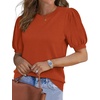 image:imageWIHOLL Womens Puff Short Sleeve Sweater 2026 Spring Summer Tops Trendy Business Causal Outfits Work Blouses ClothesOrange