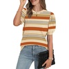 image:imageWIHOLL Womens Puff Short Sleeve Sweater 2026 Spring Summer Tops Trendy Business Causal Outfits Work Blouses ClothesOrange Stripe