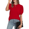 image:imageWIHOLL Womens Puff Short Sleeve Sweater 2026 Spring Summer Tops Trendy Business Causal Outfits Work Blouses ClothesRed