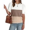 image:imageWIHOLL Womens Puff Short Sleeve Sweater 2026 Spring Summer Tops Trendy Business Causal Outfits Work Blouses ClothesWhite Brown Khaki