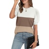 image:imageWIHOLL Womens Puff Short Sleeve Sweater 2026 Spring Summer Tops Trendy Business Causal Outfits Work Blouses ClothesWhite Brown Khaki