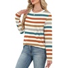 image:imageWIHOLL Womens Striped Long Sleeve Shirts Fall Outfits 2026 Color Block Tops Fashion Clothing Ribbed Crewneck Tee BlousesAorange Stripe