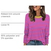 image:imageWIHOLL Womens Striped Long Sleeve Shirts Fall Outfits 2026 Color Block Tops Fashion Clothing Ribbed Crewneck Tee BlousesBhot Pink