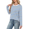 image:imageWIHOLL Womens Striped Long Sleeve Shirts Fall Outfits 2026 Color Block Tops Fashion Clothing Ribbed Crewneck Tee BlousesCblue White